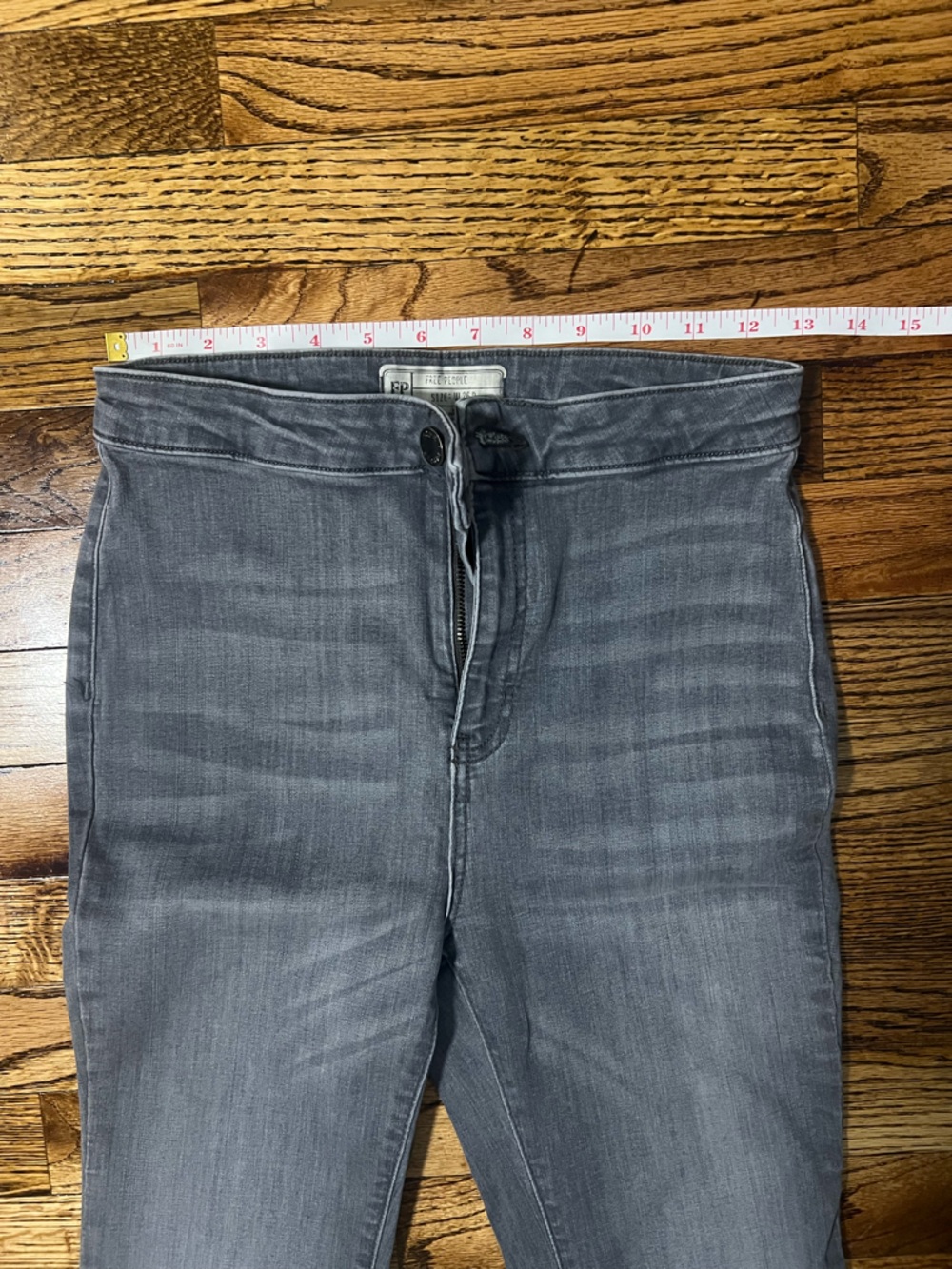 Free People Gray Flare Jeans - Mid Gray Stretch Denim - Picture 2 of 6